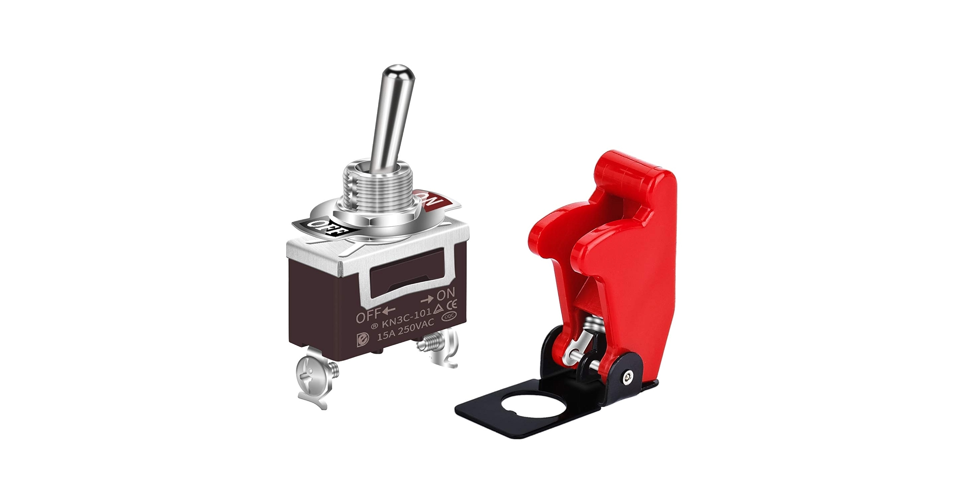 Switchブールとレッド Toggle Switch and Cover - Illuminated (Red) - SparkFun