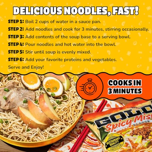 Image of Maruchan Gold Ramen Noodle Soup, Spicy Miso Flavor - Restaurant Quality Japanese-Style Instant Noodles, Quick & Easy Meal - 4.21 Oz. (5 Pack)