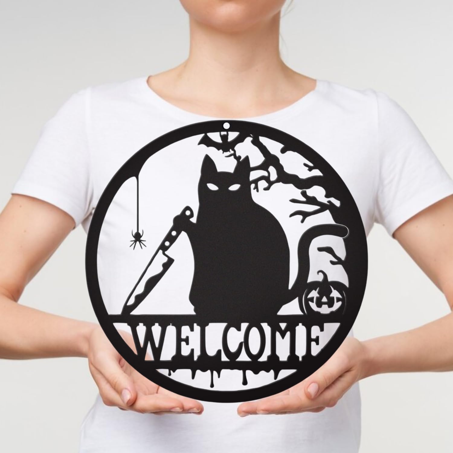 COLOR VALLEY ART - Gothic Welcome Sign Wall Art, Metal Witchy Hanging Decor for for Indoor or Outdoor, Porch or Front Door Decor, 12 Inch