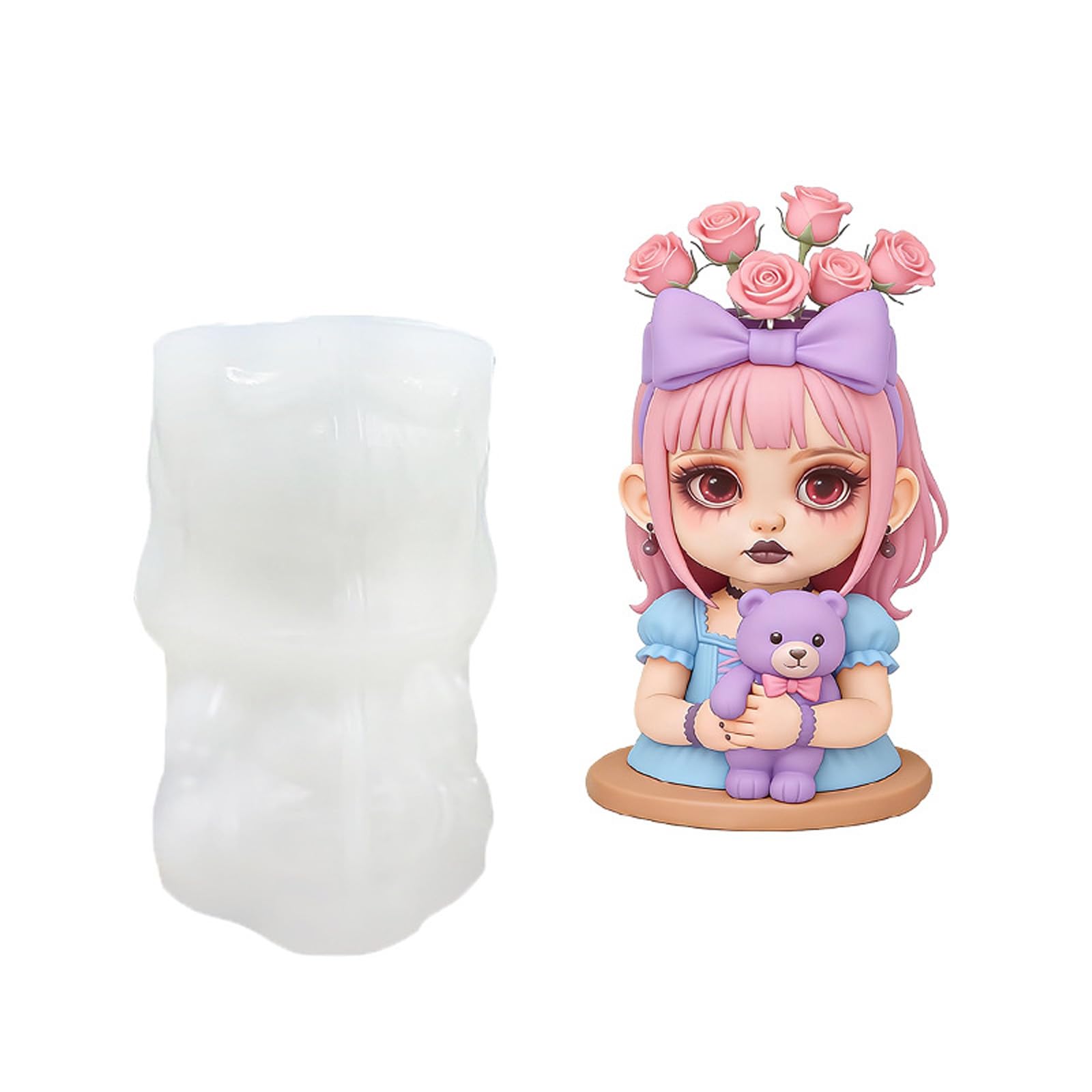NVOQILIN Mold, Bear Girl Silicone Mold for Candled Making, Diys Resin for DIYS Aromatherapys Candled, Soap Making Molds