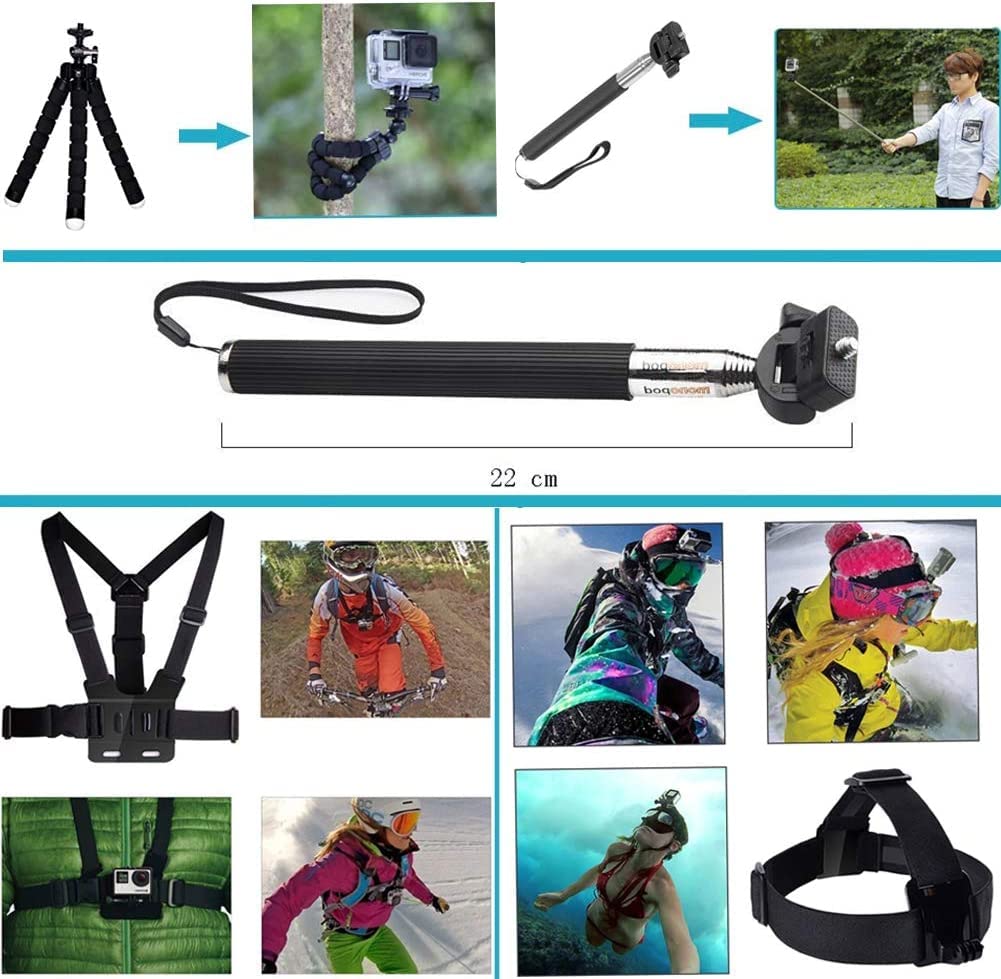 13 in 1 Zubehör für Gopro, Action Kamera Zubehör Kit Kompatibel mit GoPro Hero 12 11 10 9 8 Max 7 6 5 4 Schwarz SJ4000 und andere Sportkameras