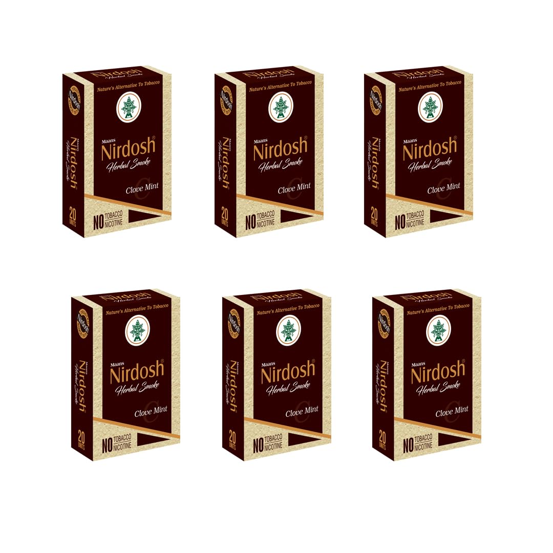 Nirdosh Herbal Cigarette Rolled in 100% Organic Natural Paper, Tobacco Free & Nicotine Free Herbal Smoke, Clove Mint Flavour, Pack of 6 (B0CXP9QSFP) Amazon Price History, Amazon Price Tracker