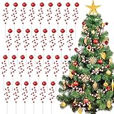 Hestya 36 Pcs Christmas Candy Cane Picks Curly Pick White Red Christmas Tree Decoration Christmas Tree Picks Topper Christmas Tree Candy Ornaments Shape for Home Vase Office Party, 8.7 Inch (Red Bell)