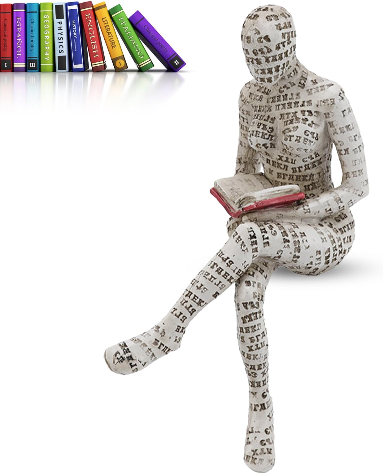 Cyrank Reading Woman Figurine, Bookworm Sculpture Resin Abstract Thinker Sculpture, Resin Abstract Reading Figurine Sculptures Innovative Lady Reading Pulp Molding Thinker Statue Bookshelf Ornament