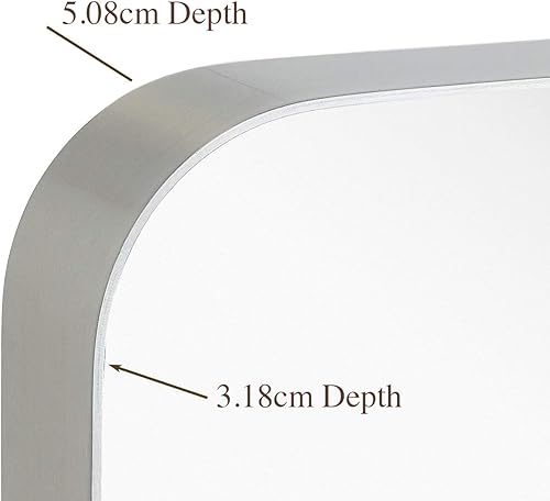 Miniatura 3 de Hamilton Hills - Espejo de pared de metal cepillado contemporáneo  Panel de cristal negro enmarcado con esquina redondeada y diseño profundo