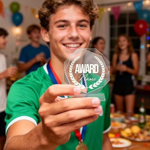 Miniatura 5 de CLISPEED Trofeo de cristal en blanco Premio de trofeo de vidrio Copa transparente Estatuas de celebración de premios Decoración de escritorio