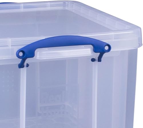 Miniatura 7 de Really Useful Box Contenedor de almacenamiento de 32 litros con tapa a presión y asas de bloqueo de clip para organización de almacenamiento en el