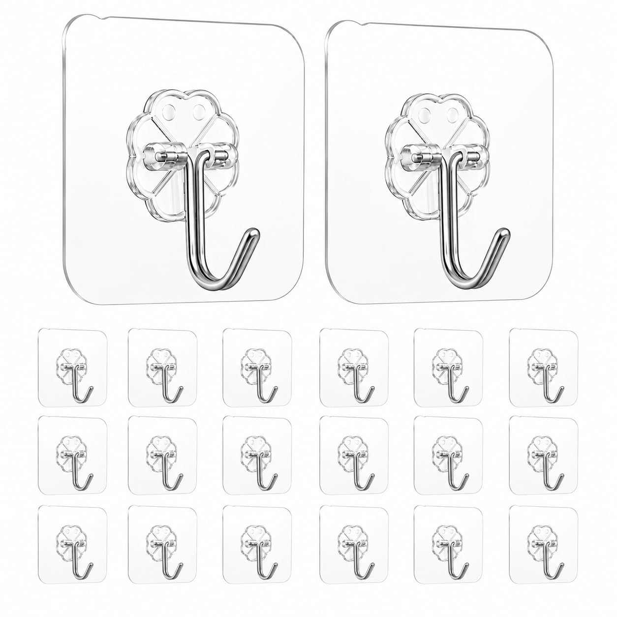 Ultra FIX Self Adhesive Wall Hooks - Pack of 20 | Heavy Duty, Transparent, No-Drill, Waterproof and Rustproof Wall Hooks for Kitchen, Bathroom, Bedroom, Living Room and Office-picture-19