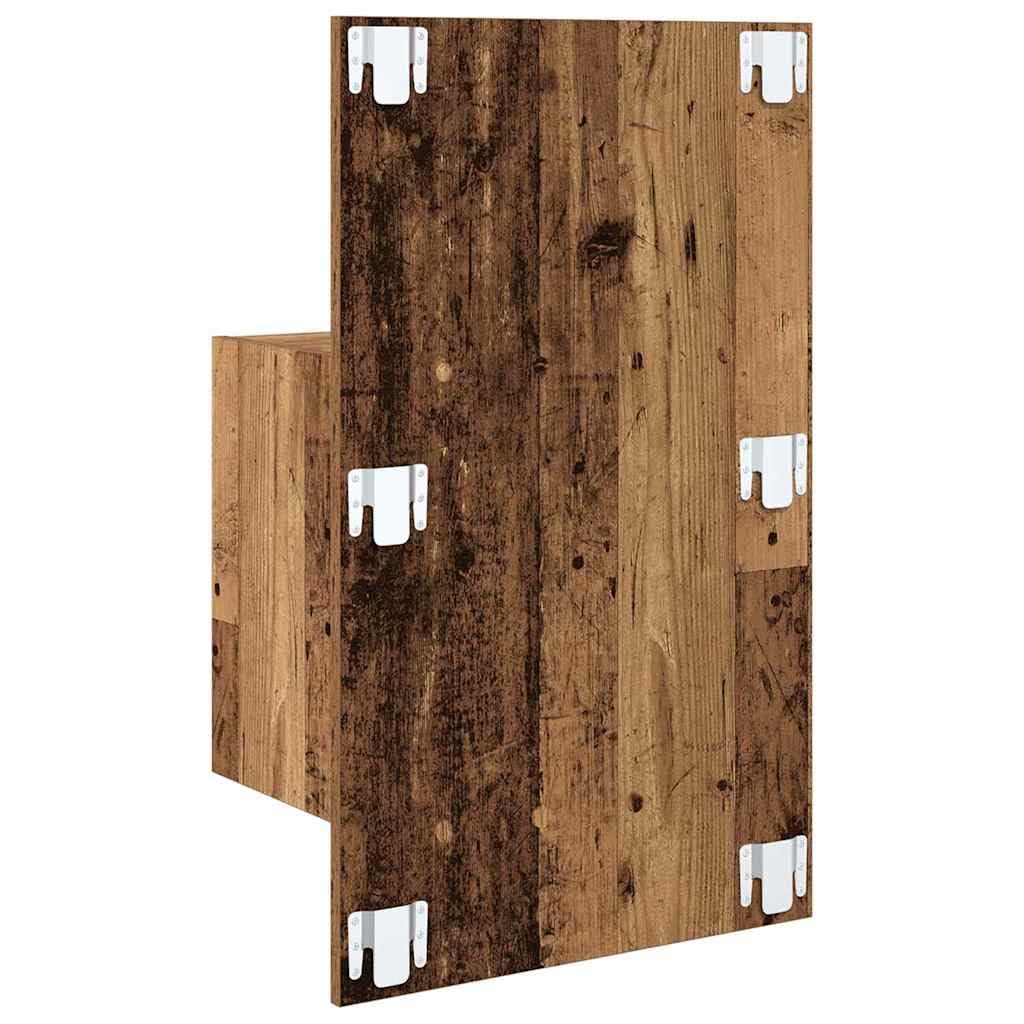 Montowany na ścianie stolik nocny z materiału drewnopochodnego z szufladą i półką, 48,5 x 32,5 x 80 cm, zajmujący niewiele miejsca design do sypialni, rustykalny styl, odporny na zarysowania i