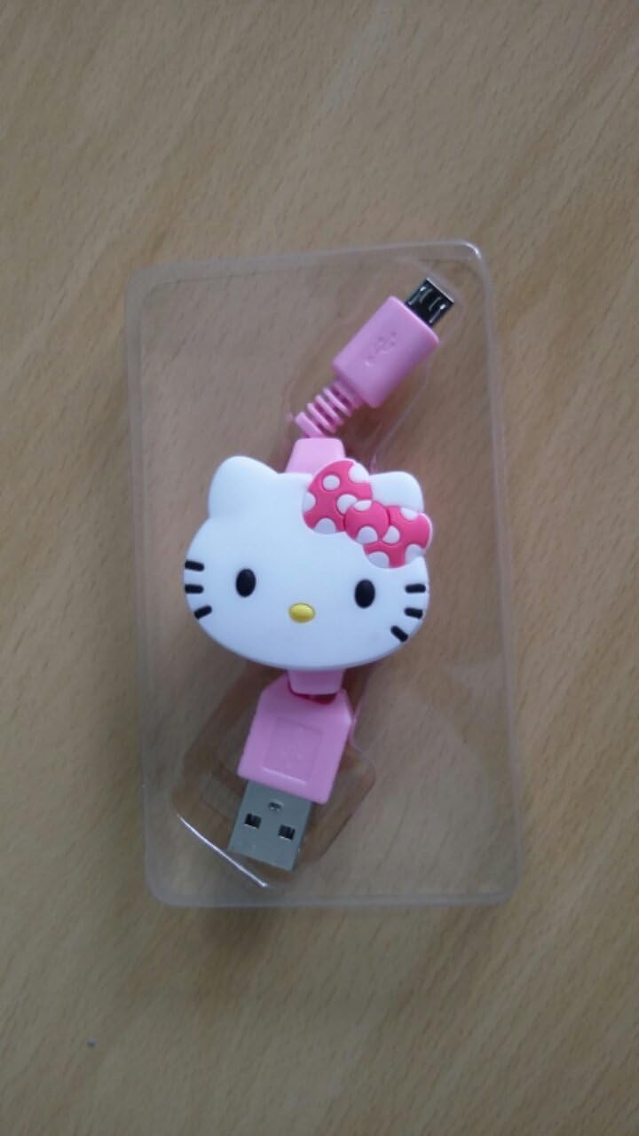 Hello Kitty Micro 5 pin USB Reel Cable, Super Cute