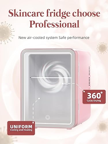 Miniatura 6 de BOGDA Mini refrigerador para el cuidado de la piel (4 litros6 latas) con espejo de luz LED regulable, enfriador y calentador para refrigerar