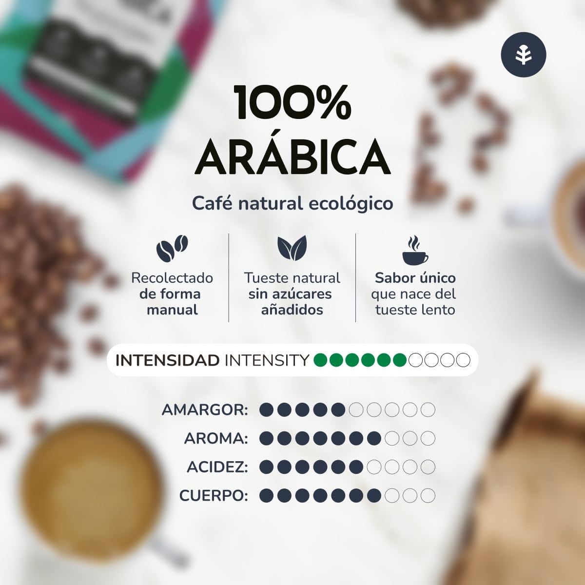 Café Grano Ecológico 100% Arábica 1 kg Pack 3x bio premium sabor suave y afrutado