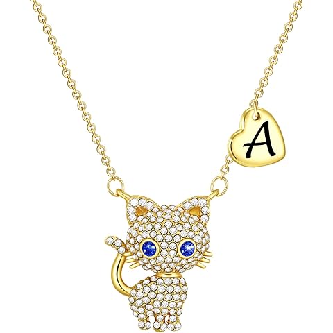 Stocking Stuffers-Birthday Gifts for Girls Cat Necklaces for Girls Initial Necklace...