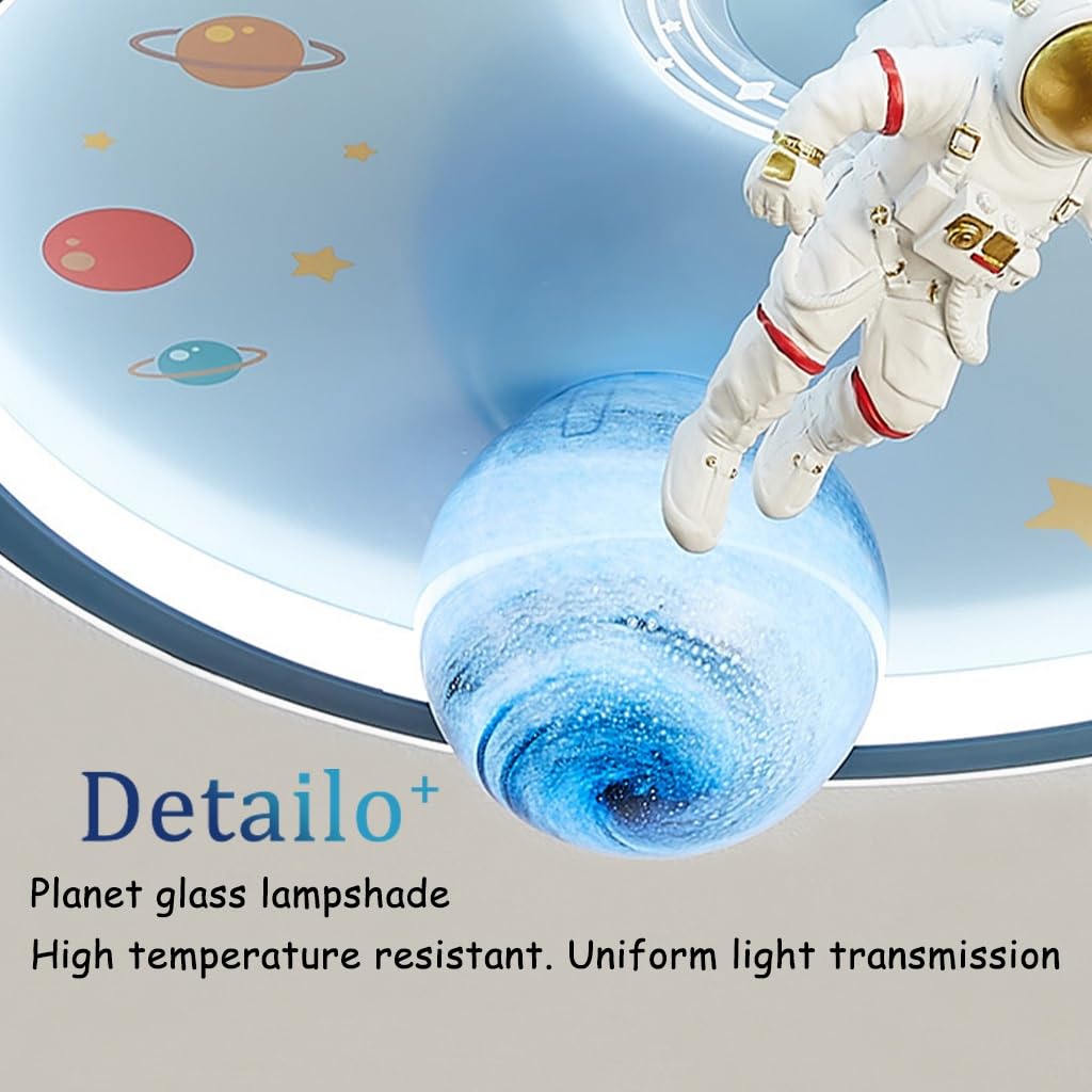 Deckenlampe Innen Cartoon Restaurantlampe LED Dimmbare Deckenleuchte Kinderzimmerlampe Glas Planet Design Lampenschirm Schlafzimmer 3000K-6500K Babyzimmer Wohnzimmer Deko Wandlampe (Color : Bl