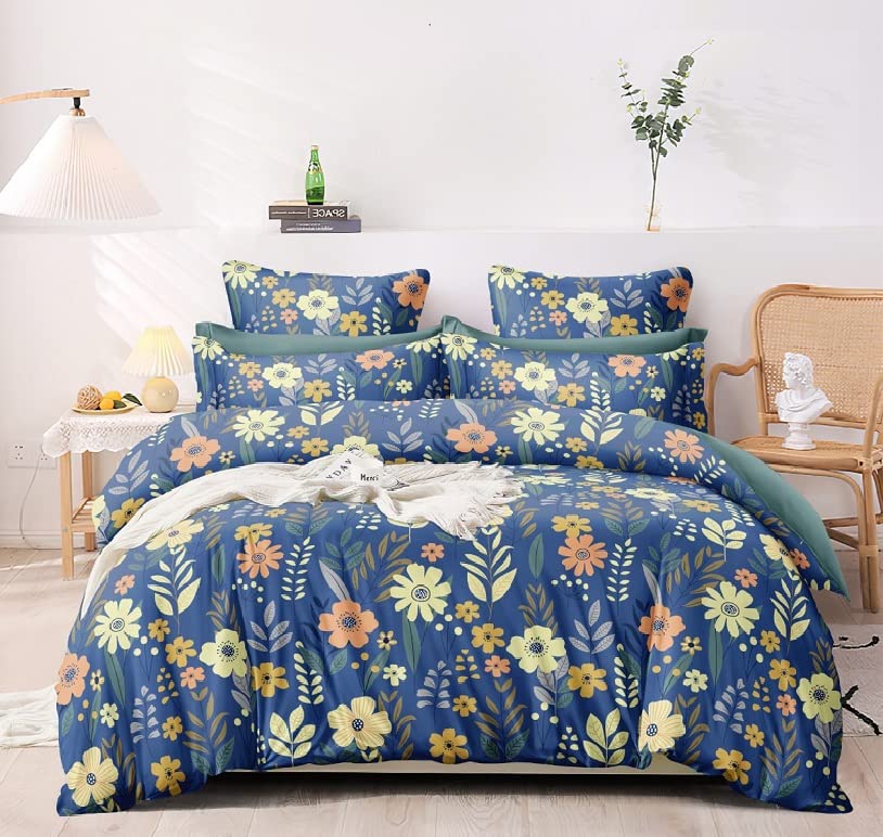 1 Reversible Comforter Super King size108 x 108 Both Side Same Print 1 Bedsheet King Size 108 * 108 inches with 2 Pillow Cover (Design-1, King 108 * 108 inches)-image-47