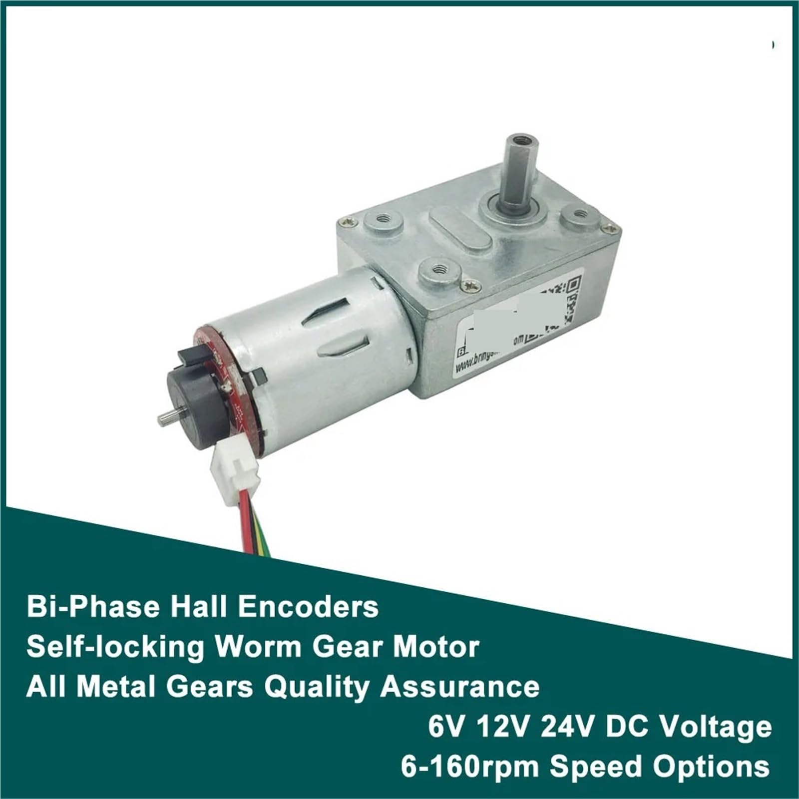 Motor eléctrico de CC de baja velocidad de 6 V, 12 V y 24 V, con codificador helicoidal y reductor de alto par JGY-370B(6RPM,24V)