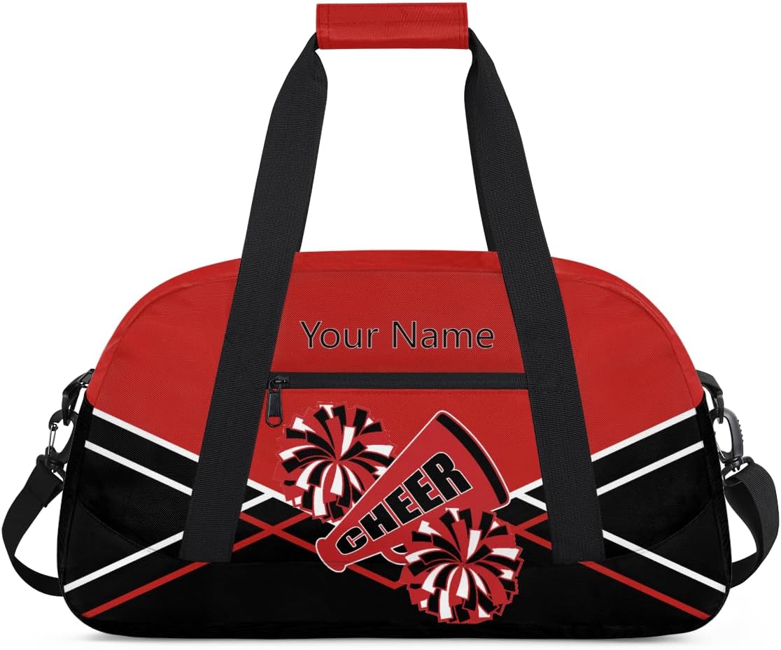 Cheer Bag Girl Personalized Sport Duffel Bag,Custom Kids Gym Bag,Travel Dance Bag with Name, Overnight Weekender Bags,Cheerleading Gifts Blue Black Red