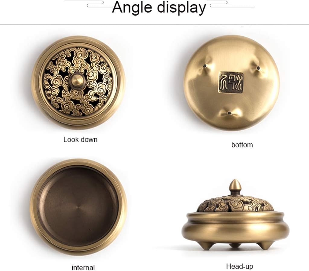 Stick Incense Burner and Cone Incense Holder with Cover,Tea Room Aromatherapy Furnace,Holder Decoration Incense Holder (Color : Brass)