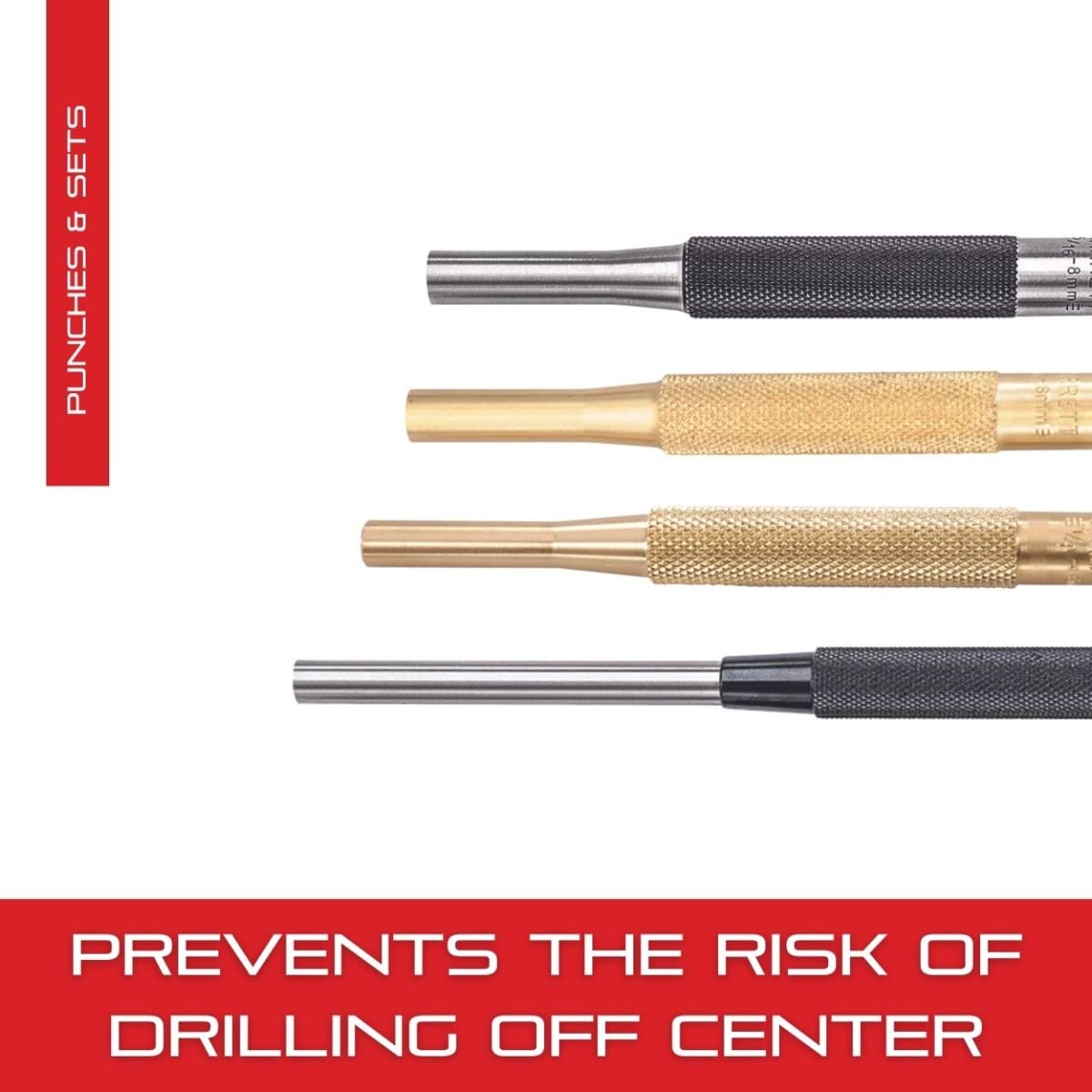 Starrett Hinge Locating Automatic Center Punch with Adjustable Stroke - 125mm Length, 16mm Diameter Tapered Point - 819