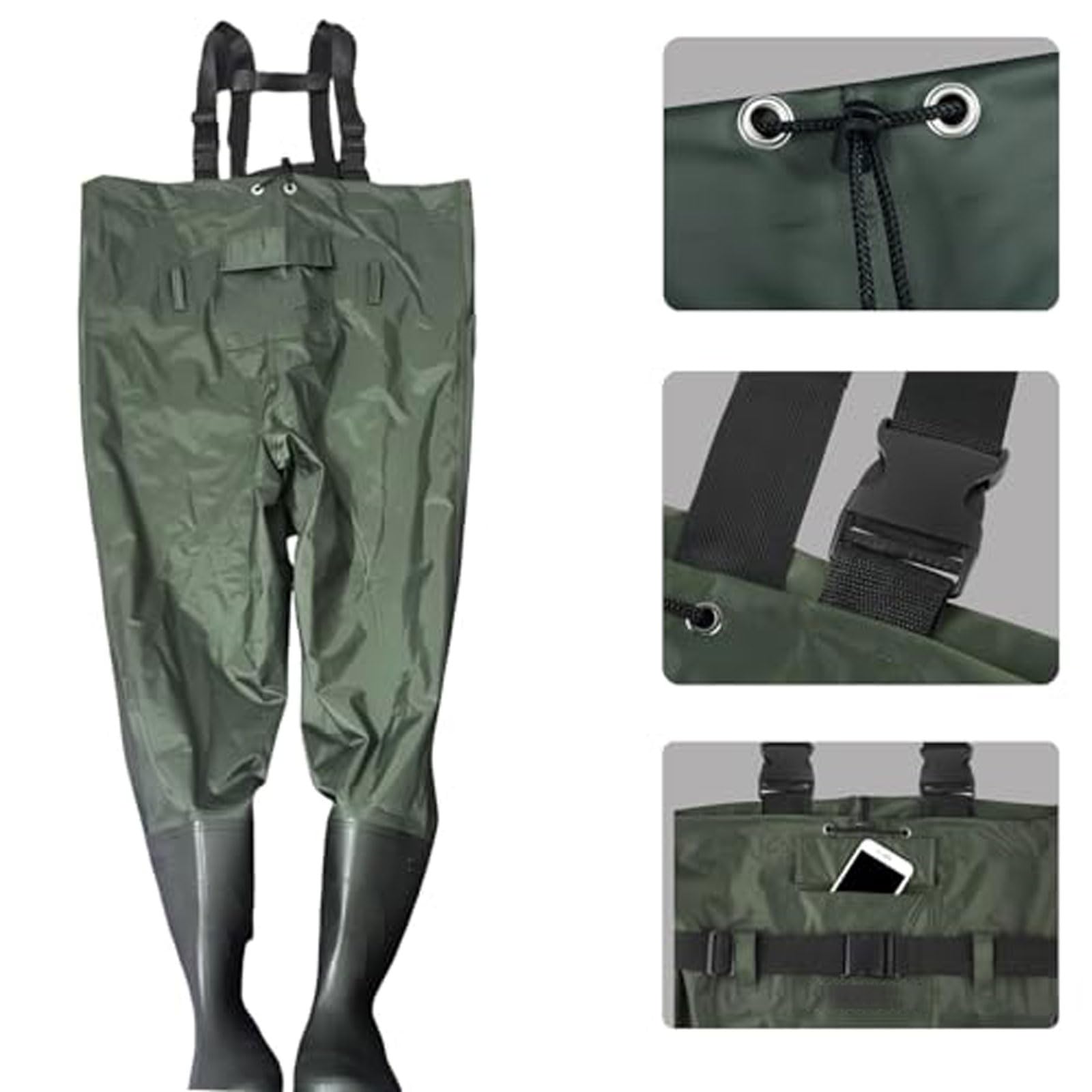 Trampolieri Stivali da Pesca Waders Pesca da Uomo con Stivali da Pesca Traspirante Impermeabili Chest Wader con cintura Tracolla Regolabile,Pantaloni da pesca per cantieri,pesca,fattorie,giardini