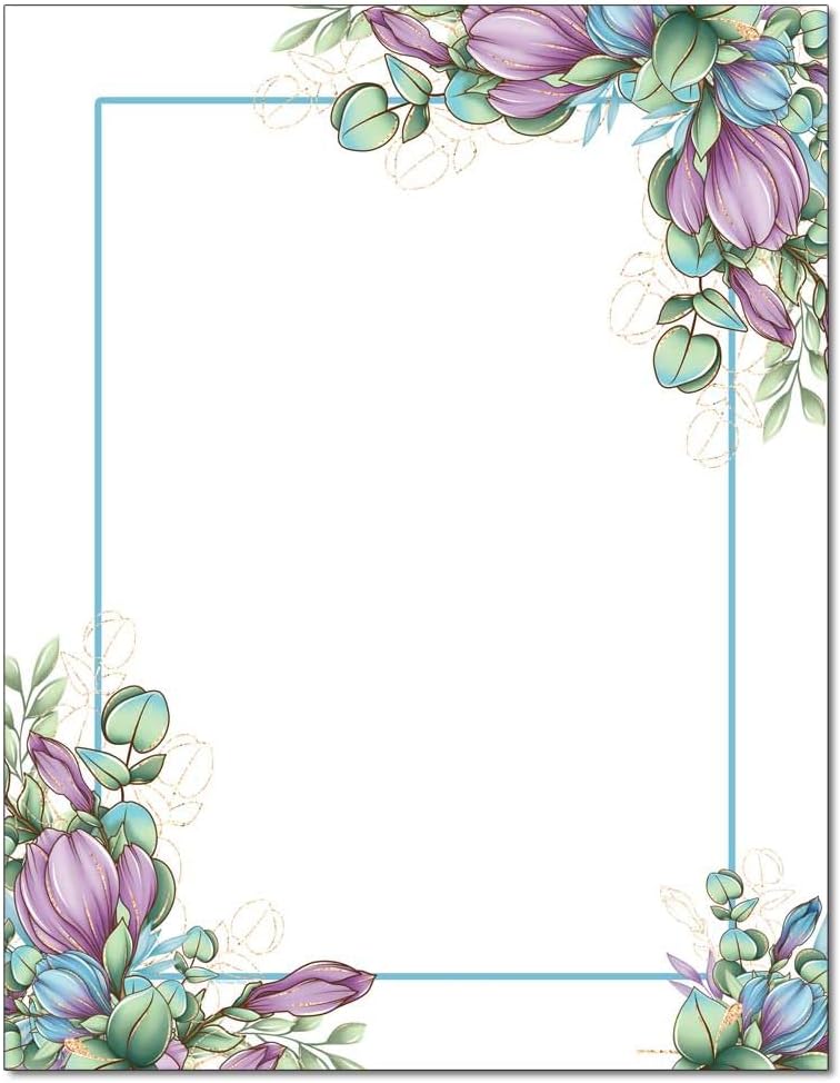 Spring Cherry Blossoms Letterhead, 100 Pack - 8.5 x 11 inches, DIY Printing, Laser & Inkjet Printer/Copier Compatible