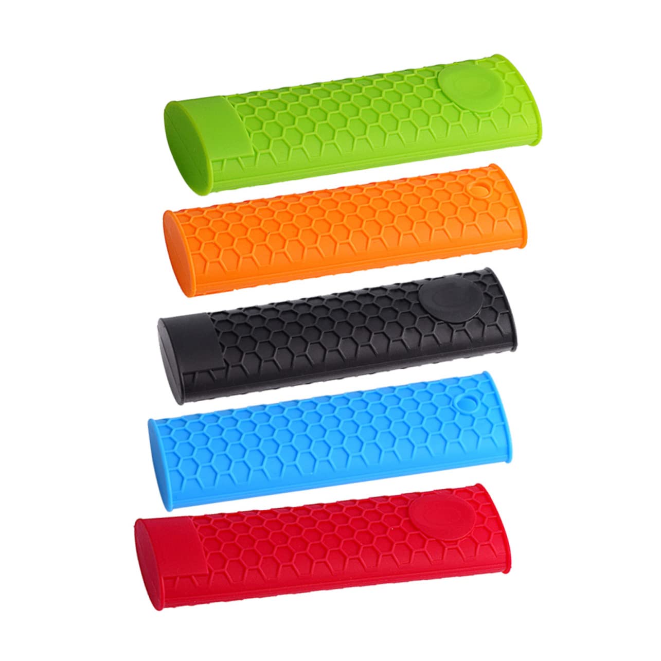 Cabilock 4Pcs Silicone Handle Holder Heat Resistant Non Slip Pot Holder Sleeves for Kitchen Use Orange Color Potholder Cover for Skillet and Pan Handles Flexible Insulation