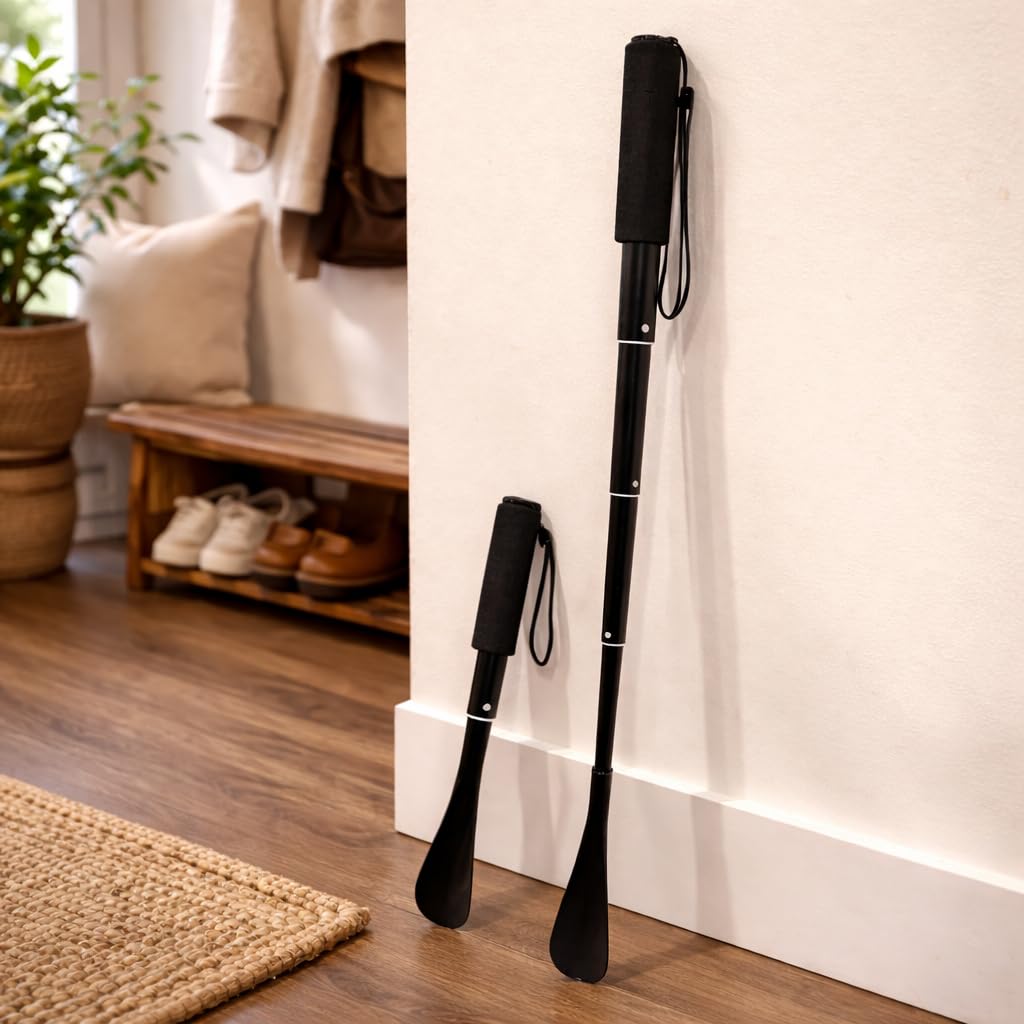 Extendable Aluminum Shoe Horn with Adjustable Long Handle – Aluminum Shoehorn for Easy Wear– Aluminum Shoe horn, Telescopic from 14.5” to 37” – Long Handle for Boots & Mobility Support - 2