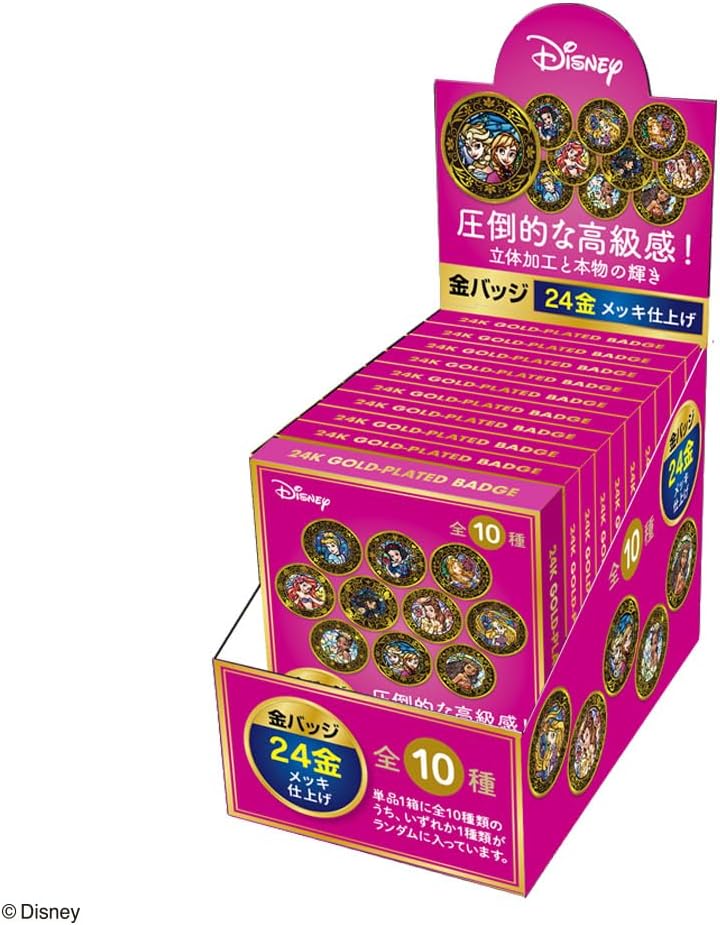 ディズニー　プリンセス　24金メッキ仕上げ　金バッジ　1箱　10個入り Amazon | テンヨー(Tenyo) 圧倒的な 金バッジ ディズニー