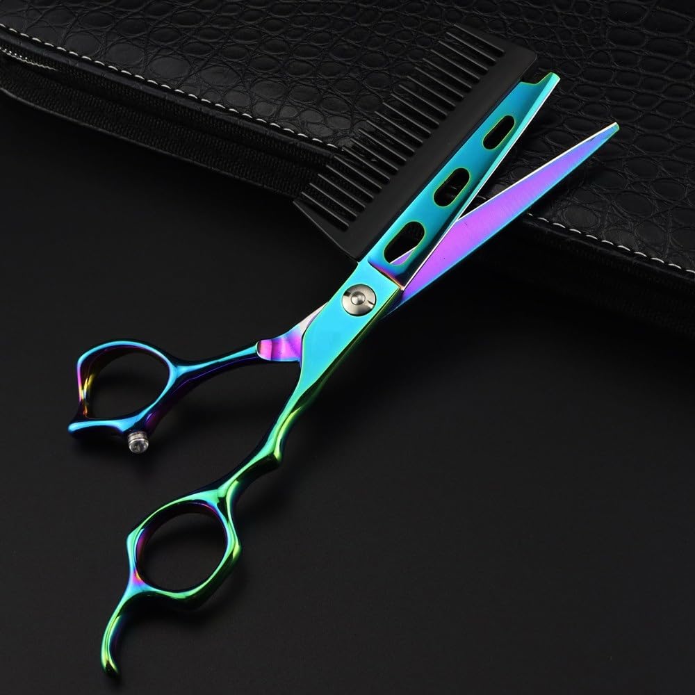 Haarschneideschere, 6 Zoll, professionelle JP440c-Stahl-Grün, 2-in-1-Haarschneideschere mit Kamm, Haarschnitt, Friseurschere, Haarschneideschere