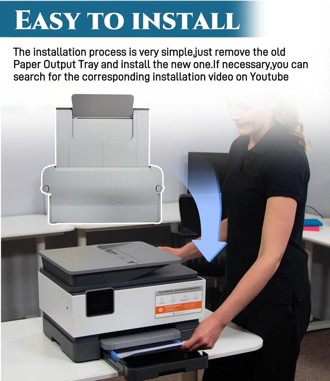 BOVZOR Paper Output Tray Replacement Part for HP OfficeJet Pro 9010 9012 9015 9016 9018 9019 9010E 9013E 9015E 9016E 9018E