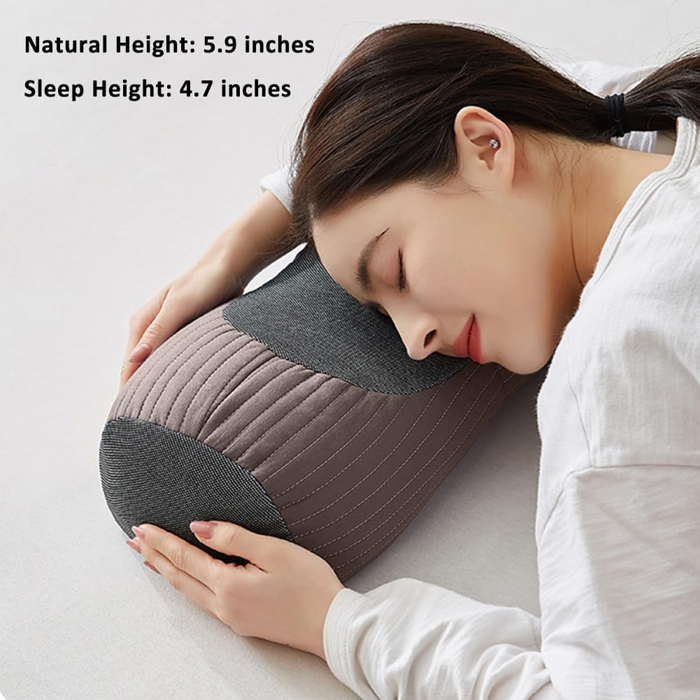 Almohadas de trigo sarraceno con funda extraíble, almohada cervical para dormir con forma de cáscara cervical para apoyo firme, almohadas cilíndricas para dormir de lado, espalda, cuidado de la