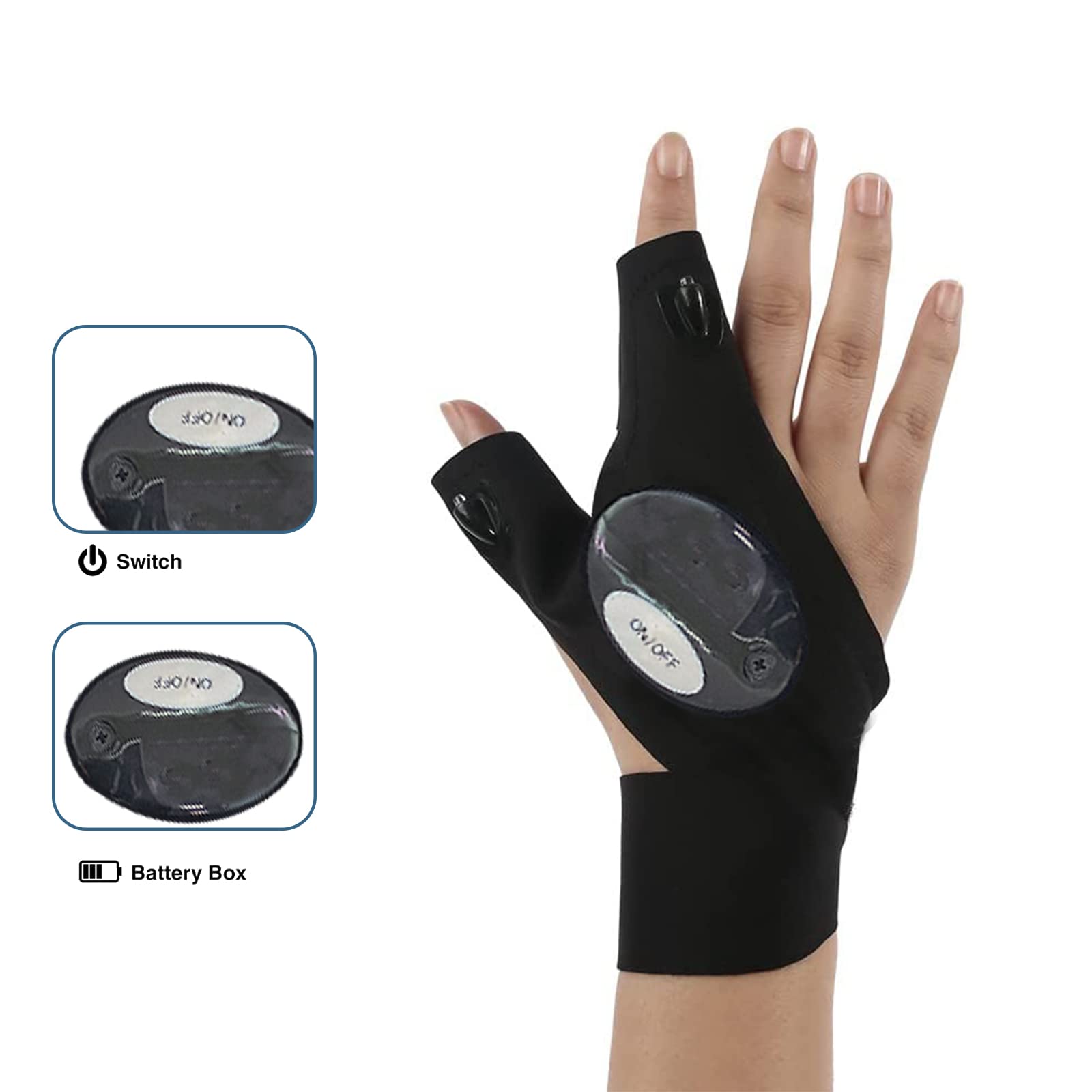Chizea LED-Taschenlampen-Handschuhe – Fingerlos,  Produktbild-Vorschau 12