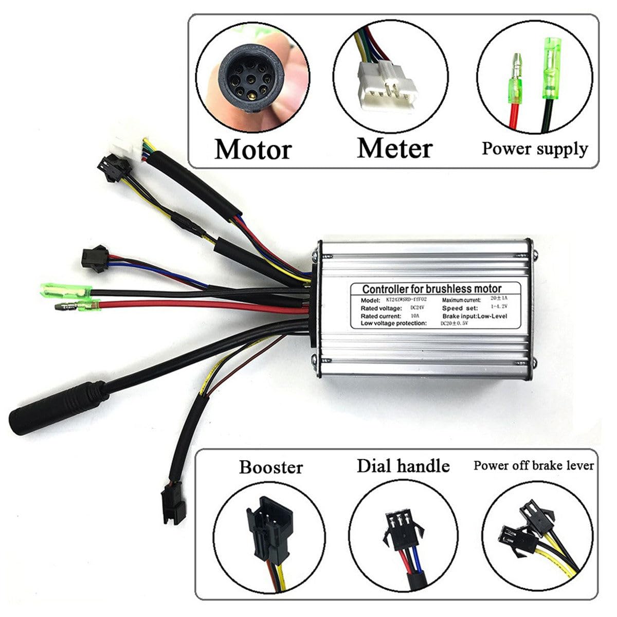 Kit Conversione Bici Elettrica 250W 24V - Motore Spazzolato, Controller, Manubrio LED, Per Trasformare La Tua Bici Normale