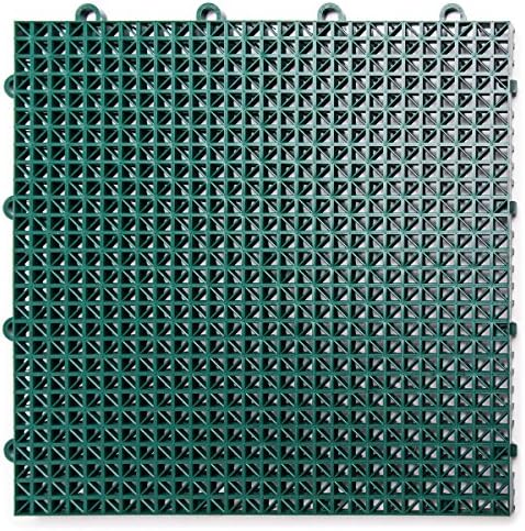 Big Floors, Evergreen DuraGrid DT24EVGN Outdoor Modular Interlocking Multi-Use Deck Tile (24 Pack), 12 Count