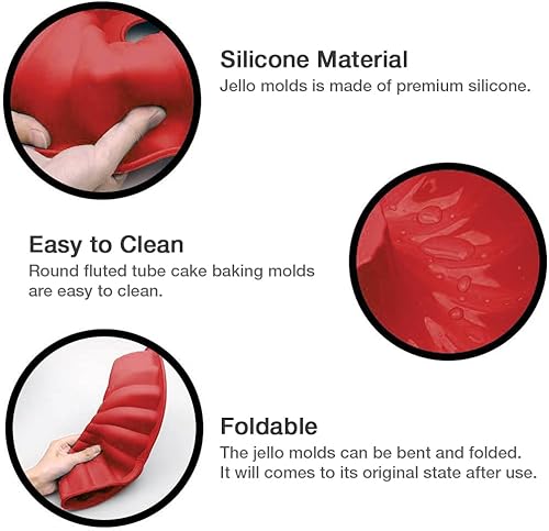 Miniatura 3 de Alimat PluS 1 paquete de moldes de gelatina de silicona azul de 9 pulgadas, molde redondo estriado para hornear, molde de tubo útil, molde de