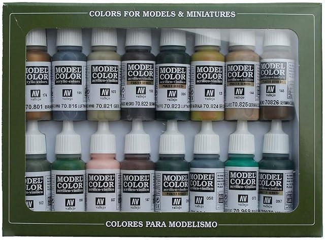 Vallejo Model Color WWII German Camouflage Acrylic Paint Set - Assorted Colours (Pack of 16)