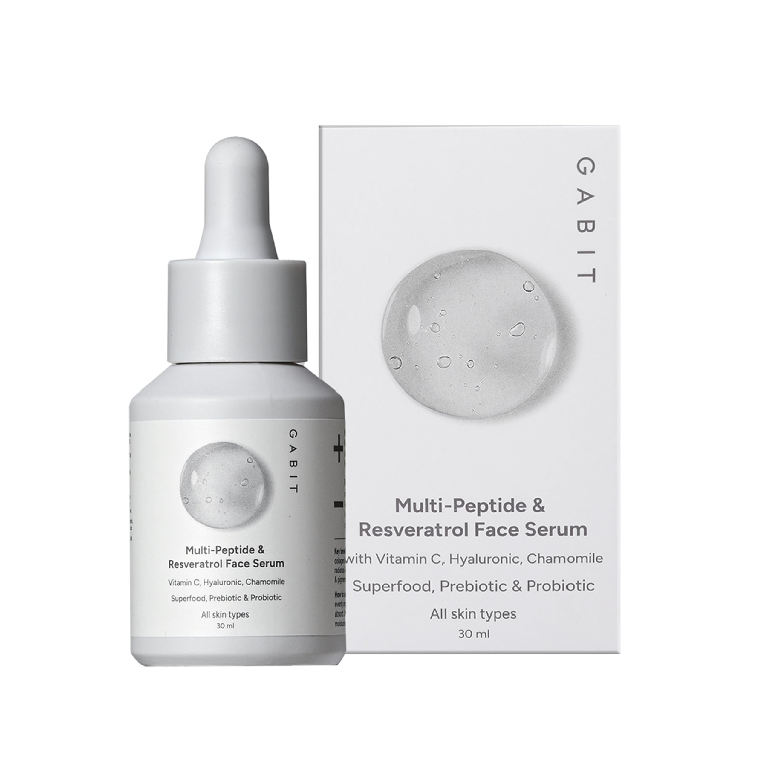 Multi-Peptide & Resveratrol Pro-ageing Serum For Wrinkles, Fine Lines, Dark Spots | Boosts Collagen | Normal, Oily, Dry, Sensitive Skin Types |Vit-C, Hyaluronic, Chamomile |For Women & Men, 30 ml