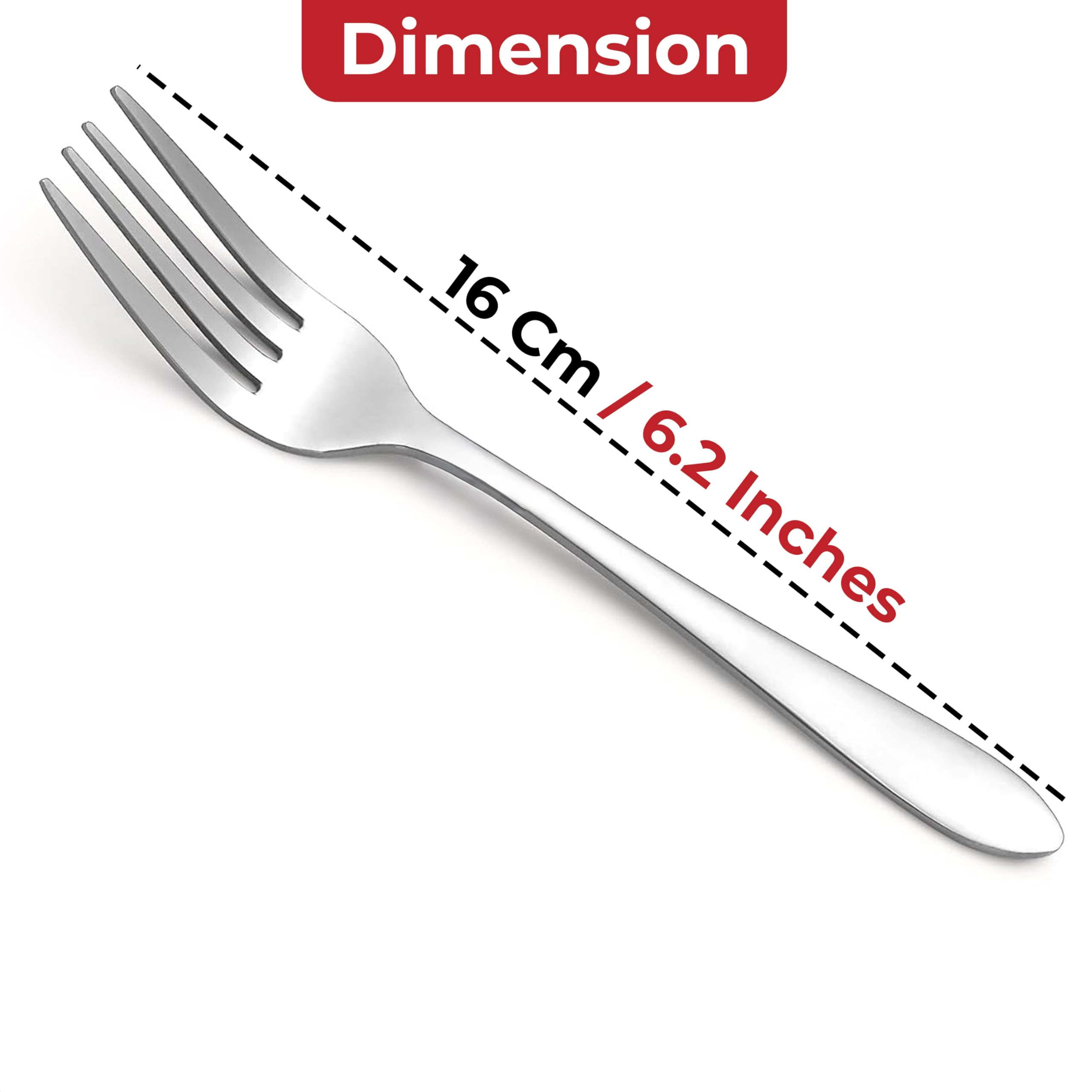 HAZEL Stainless Steel Fork Set of 6 | 16cm Rust-Resistant Cutlery Forks | Durable, Polished Table Forks for Dining & Kitchen Use 2