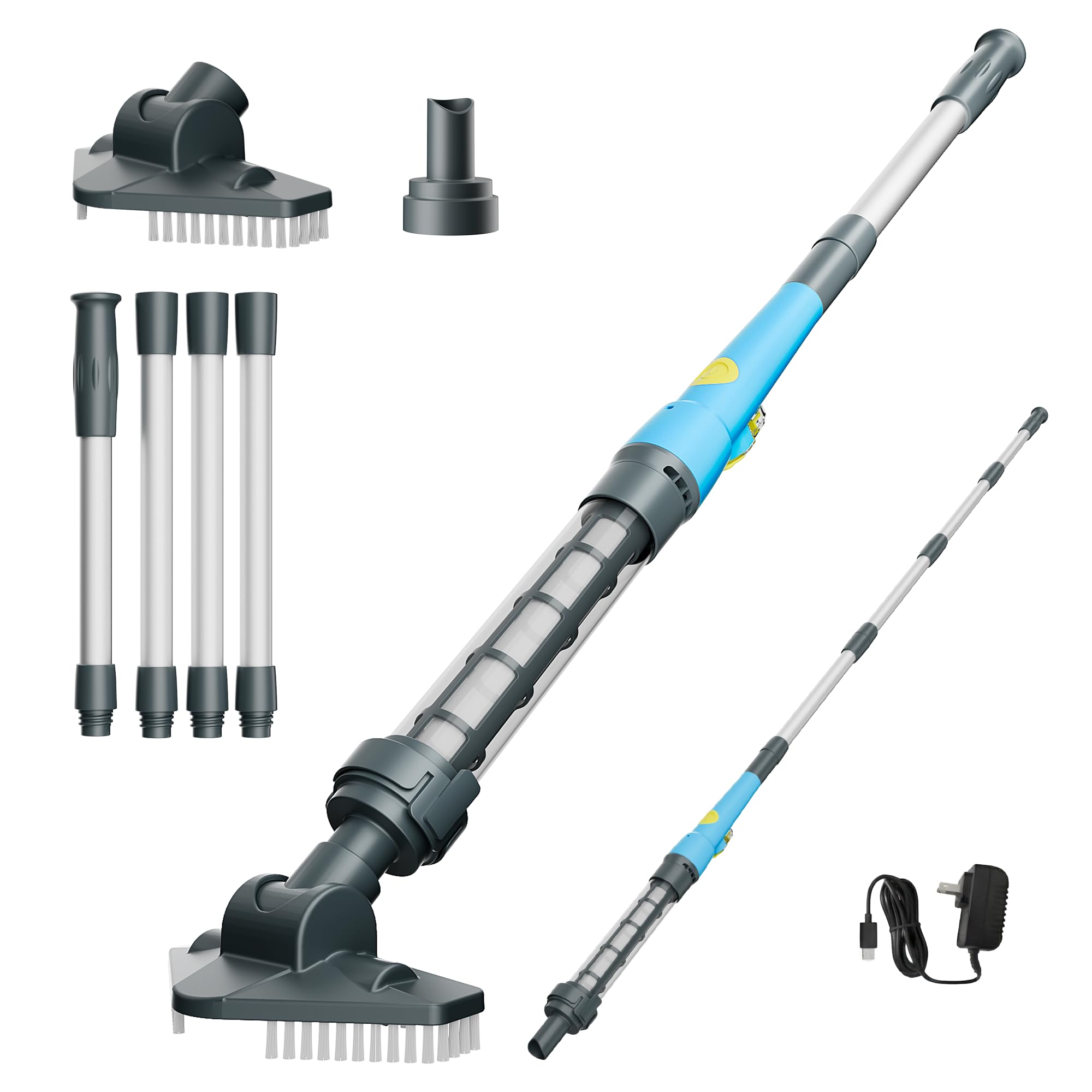 Rechargeable Cordless Pool Vacuum with Strong Suction, Handheld Pool Cleaner for Above-Ground Pools, Hot Tubs & Spas, Long 45-Minute Runtime Ideal for Cleaning Sand and Debris