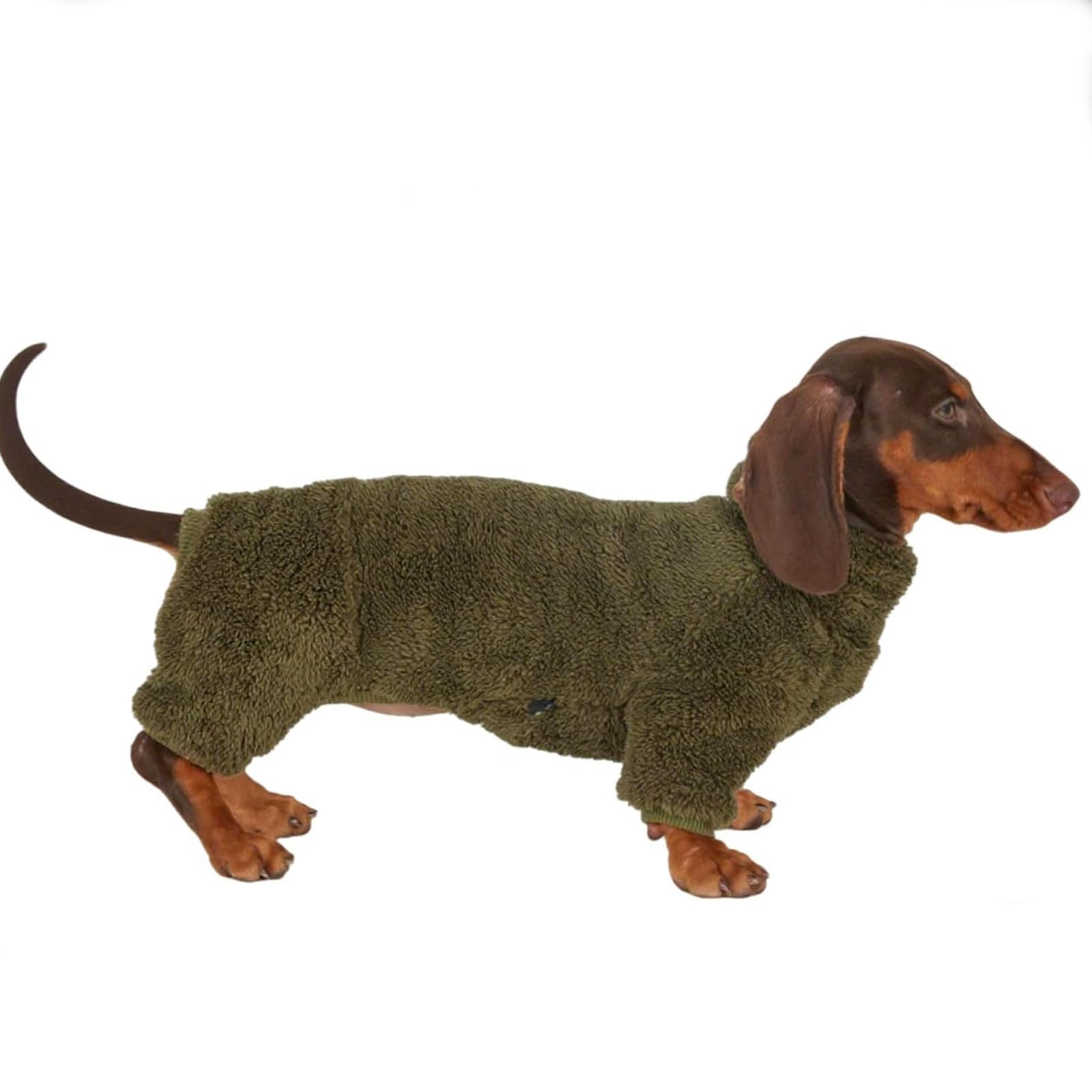 UOSIA Dachshund Dog Fleece Jumpsuit Fashion Turtleneck 4-Legs Long Sleeves Dog Winter Warm Pullover Coat Stretchy Doggy Onesies Pjs For Mini Dachshunds