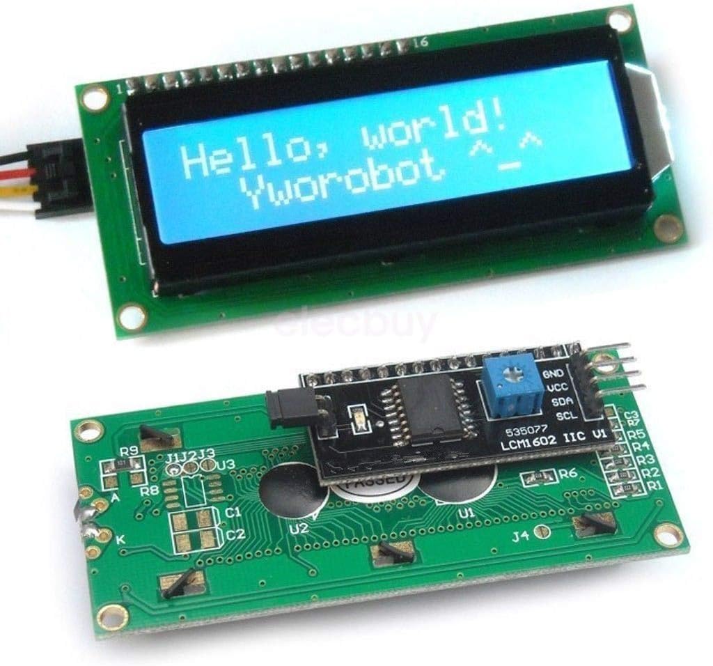 INVENTO 1pcs 1602 16x2 HD44780 Character LCD yellow-green welded with IIC/I2C Serial Interface Adapter Module