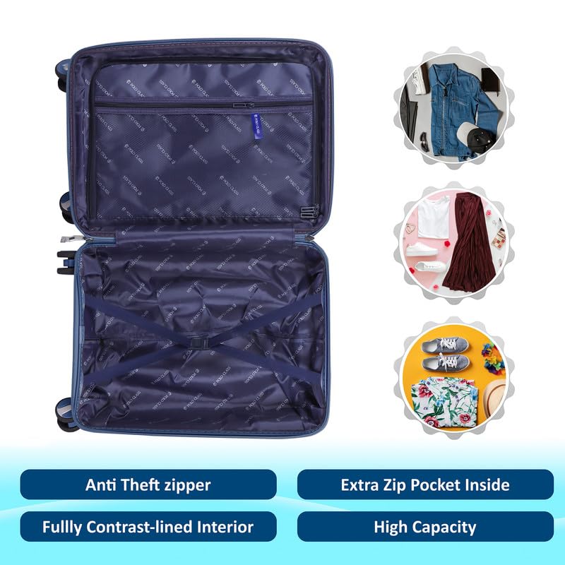 Image of Polo Class Trolley Bag 24 INCH with Vanity Trolley Bag | Polypropylene Material with 360-Degree Rotating Wheels | Number Lock & Securitec Zipper -Blue