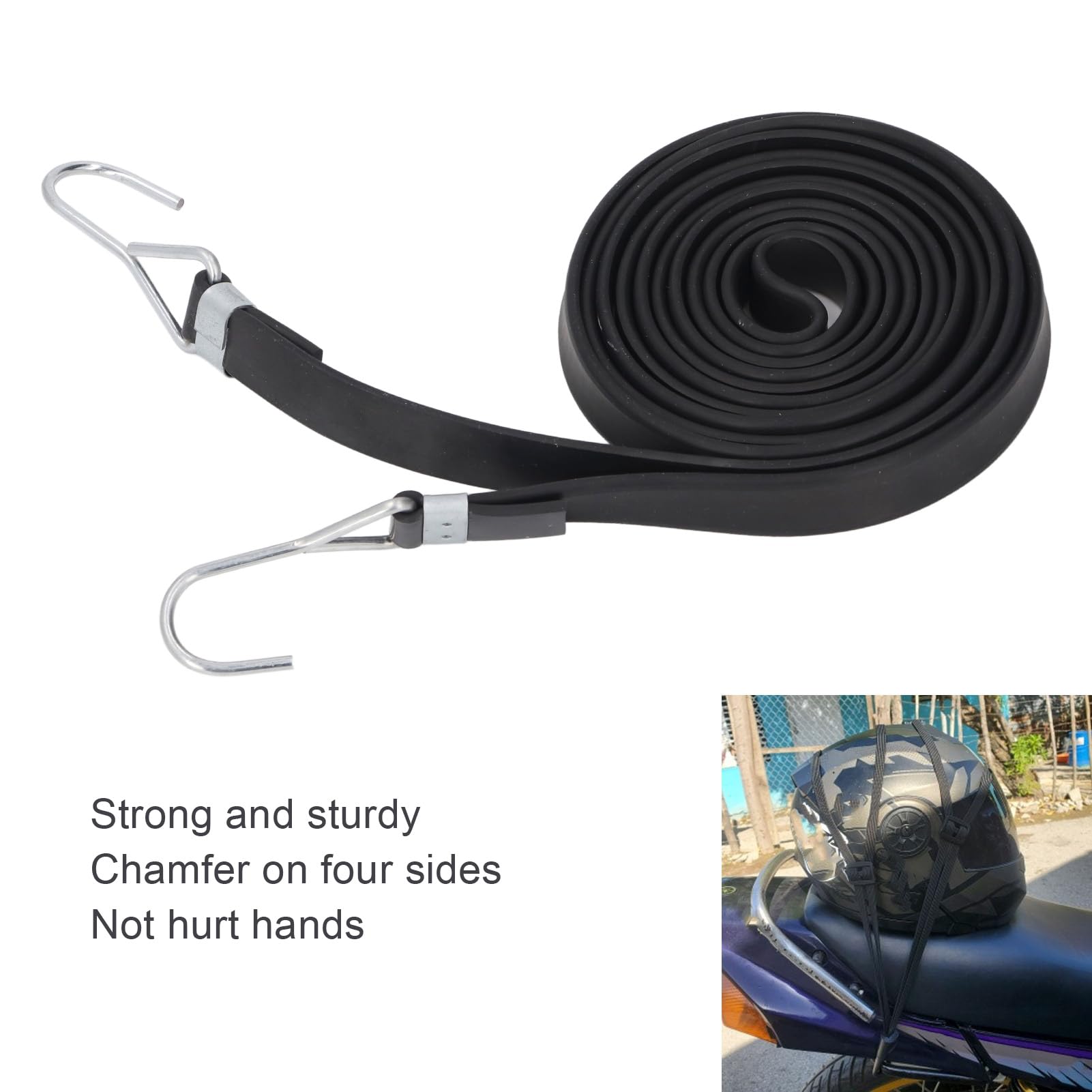 Liny do Bungee z Haczykami, 10 szt. Pasek do Bungee Szerokość 2 Cm Czarna elastyczność Wytrzymałe Sznurki do Paski Mocujące z Haczykiem Elastyczny Sznur do zajęć na świeżym Powietrzu (3,5 mln)