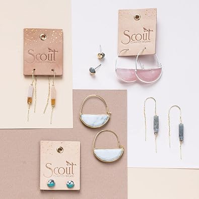 Scout Curated Wears - Rectangle Stone Thread Earring - Rhodonite/Black/Silver