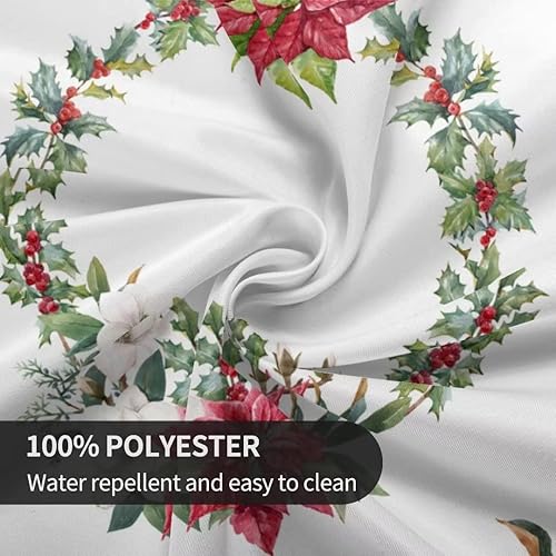 Miniatura 7 de Mantel redondo de Navidad de 60 pulgadas, color blanco y rojo, resistente a las manchas, mantel de invierno de poliéster resistente a las manchas,