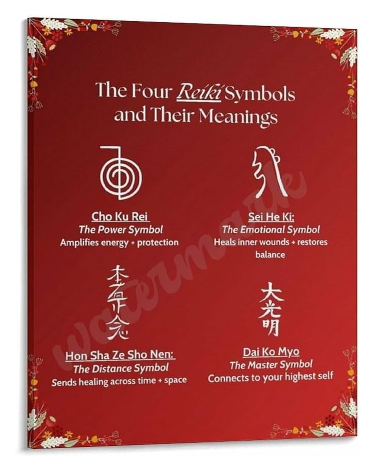 MDBJTCYZN Symbols and Sacred Geometry Poster Art for Spaces Canvas Wall Decor(Framed,08x12inch(20x30cm))
