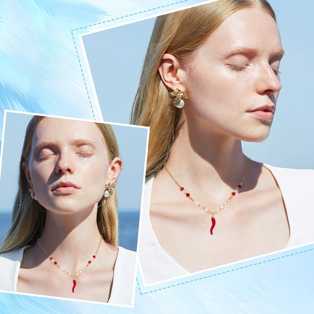 Beebeecraft 10 Chili-Pfeffer Anhänger - 18K Vergoldet Mit Roter Emaille Für Schmuck