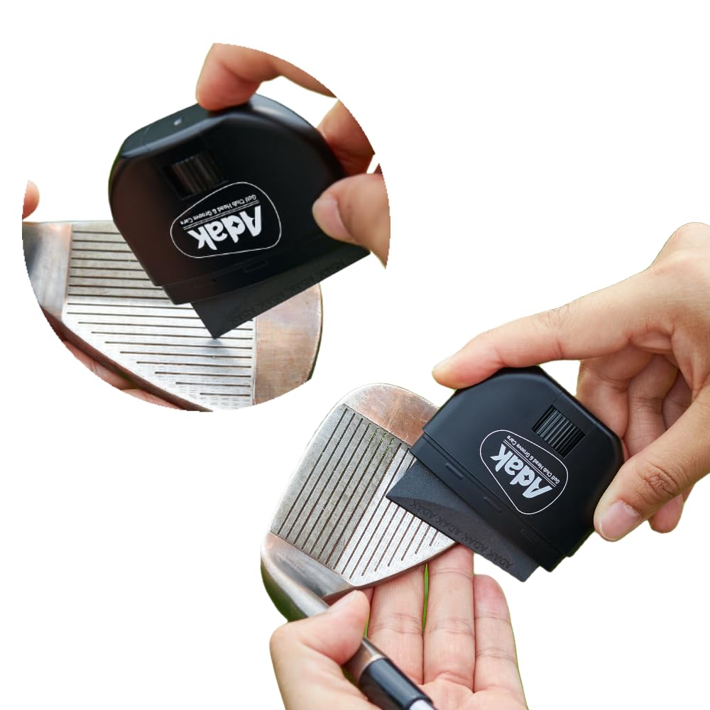 ADAK 2 in1 Golf Club Cleaner | Club Head & Groove Cleaning | Increase Backspin & Shot Accuracy | Golf Accessories | Diamond-Contained Dry Cleaning Tools | Perfect Golf Gift for Group and Personally