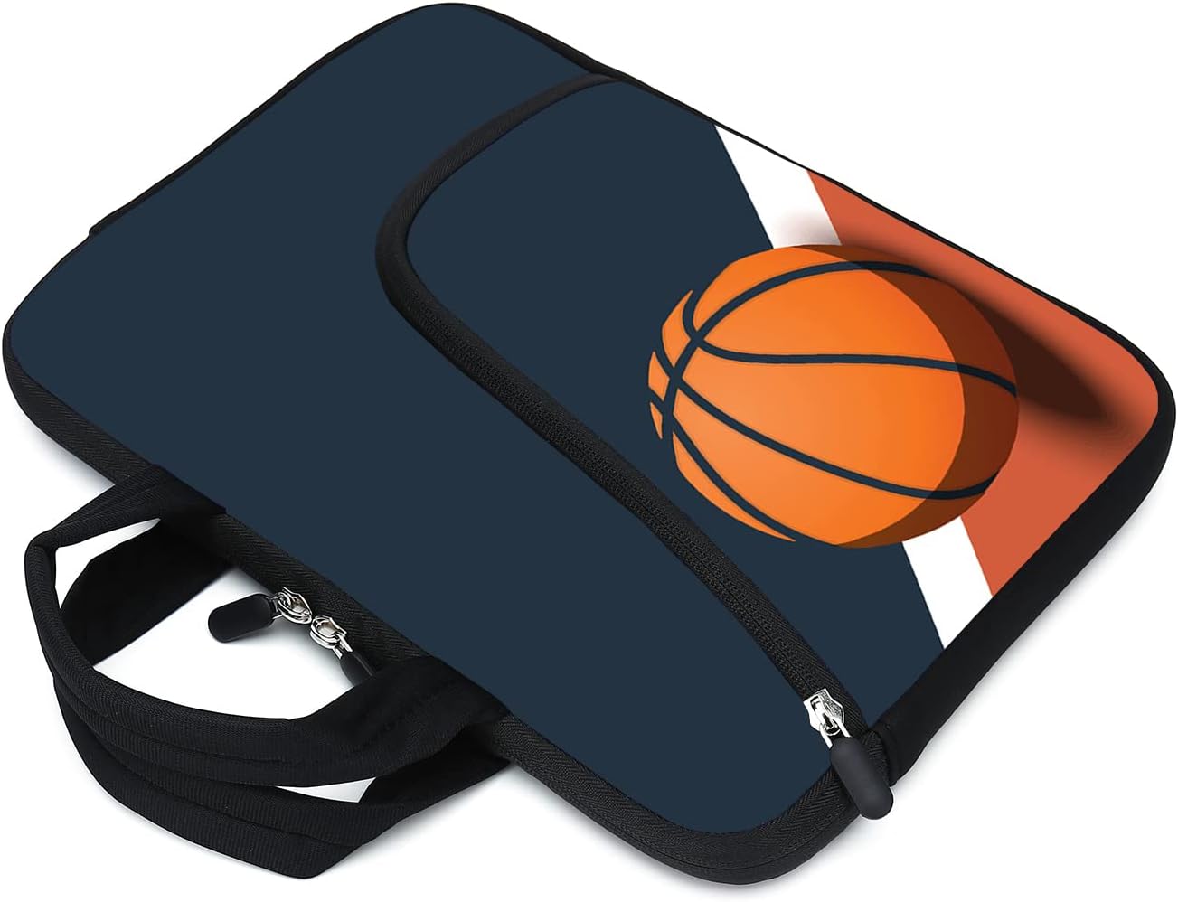 Laptop Sleeves 14 15 15.4 15.6 Chromebook Case Notebook Sleeve PC Messenger Bag Tablet Case Neoprene Handle Sleeve for Men Women, Two Pockets (Basketball)