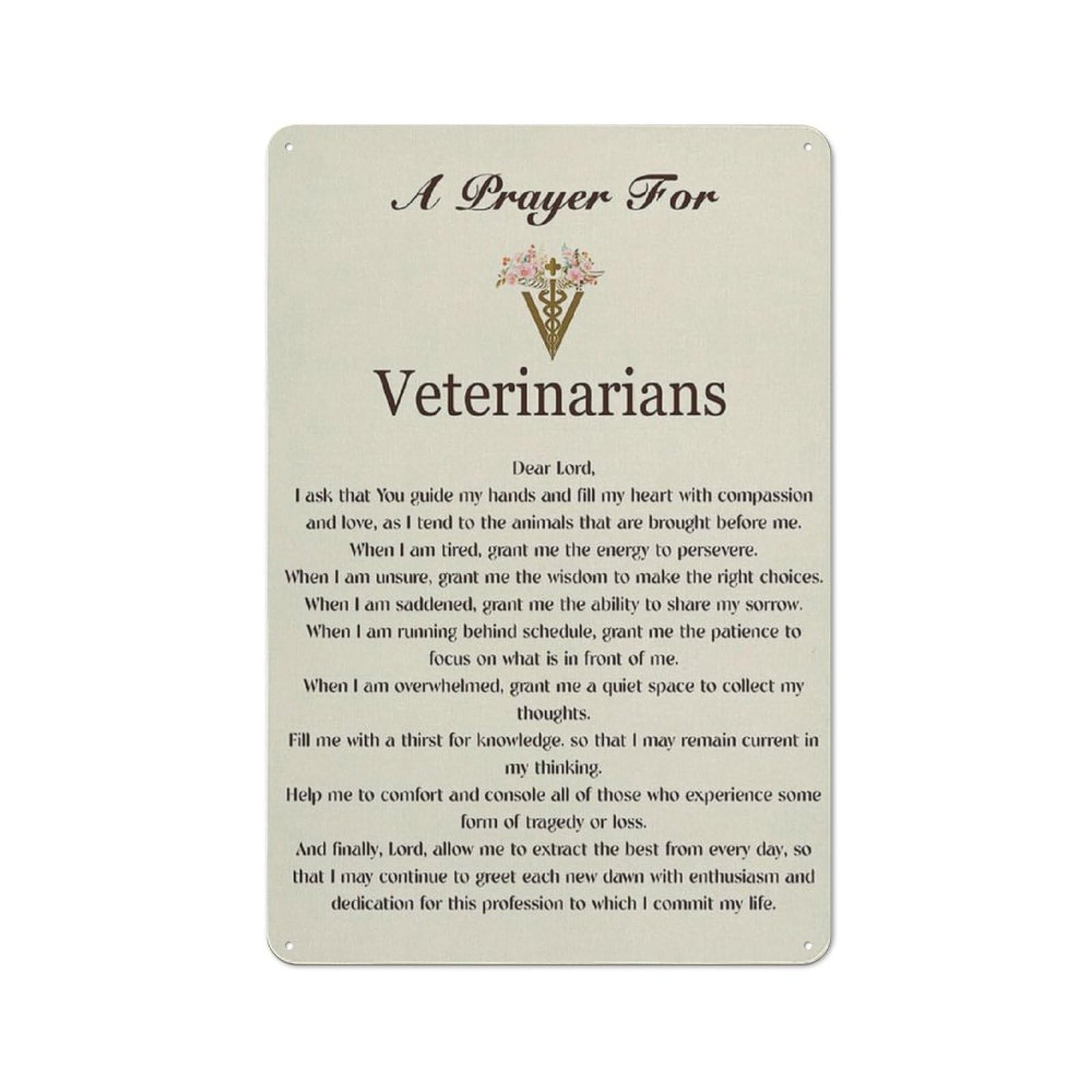 Metal Posters Metal Signs Motivational Veterinarian Vintage Tin Signs Decor Veterinarian Prayer Prayer Print Inspirational Painting For Home Kitchen Bathroom Parlor Wall Decor 8X12 Inch